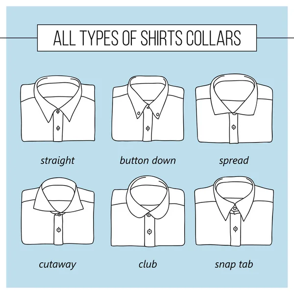 Types of shirt collars — Stock Vector