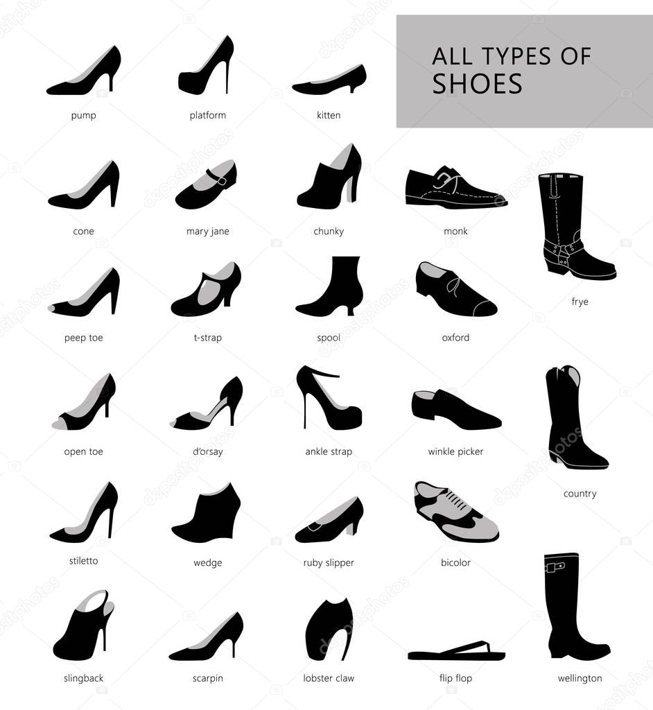 all types of shoes