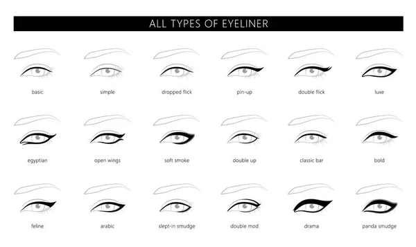 Arten von Eyeliner — Stockvektor