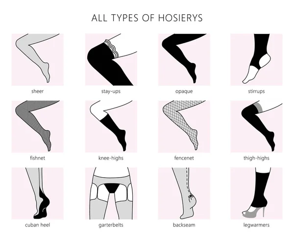 Types of hosiery — Stock Vector