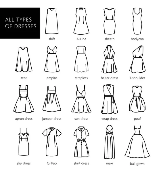 Типы платьев — стоковый вектор