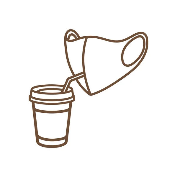 커피 한잔 과 의료용 마스크 — 스톡 벡터