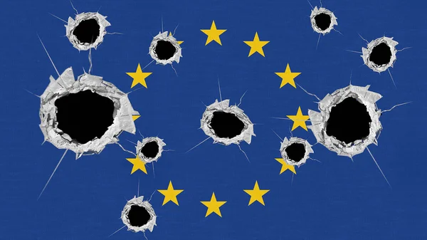 欧洲国旗子弹的痕迹 — 图库照片