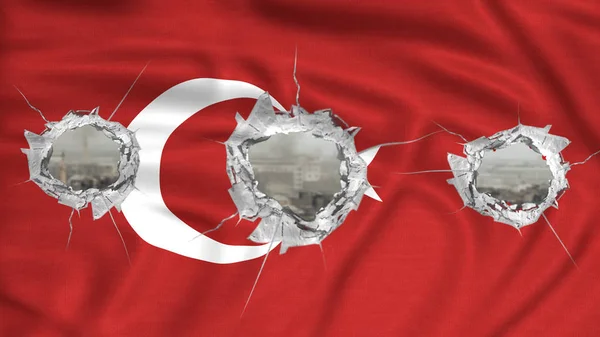 土耳其国旗子弹的痕迹 — 图库照片