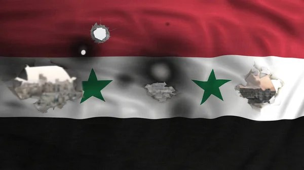 叙利亚国旗被焚烧战争概念 — 图库照片