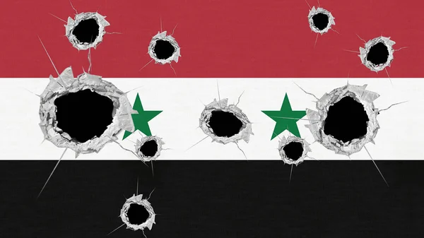 叙利亚国旗与子弹孔 — 图库照片