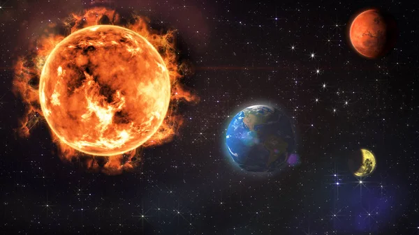 Güneş Dünya ay ve Mars