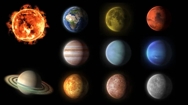 Güneş sistemi gezegenler koleksiyonu — Stok fotoğraf