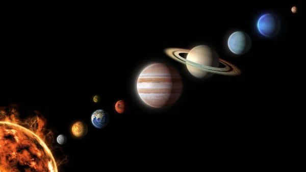 Planets of the Solar System isolated on black background — Stock Photo, Image