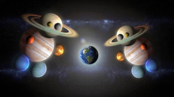 宇宙飛行士文字観察地球惑星 — ストック写真