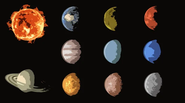 Raccolta di fumetti pianeti, sistema solare — Foto Stock
