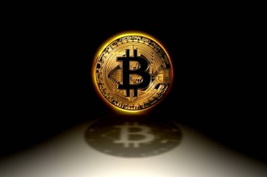 Bitcoin altın sikke, dünya çapında cryptocurrency ve dijital ödeme sistemi, 3d çizim