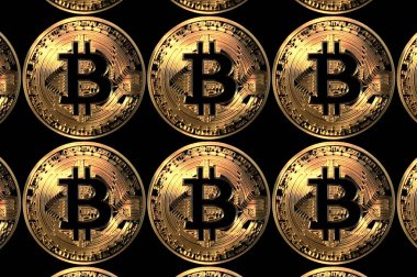bitcoin altın dijital Döviz Alım arka plan illüstrasyon kümesi