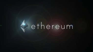 Ethereum virtual crypto currency on black background clipart