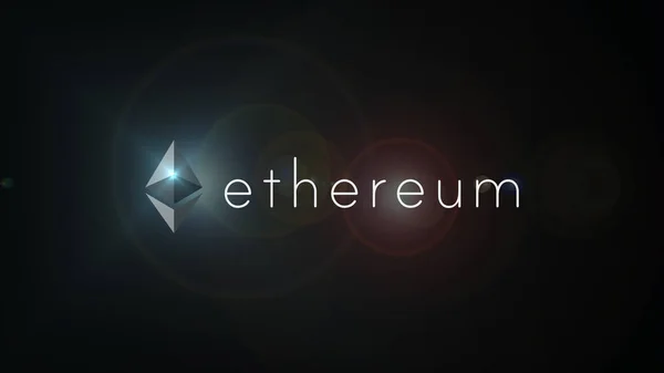 Ethereum criptomoneda virtual sobre fondo negro — Foto de Stock