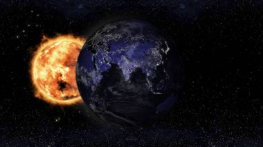 Asya gece planet earth görünümü, Nasa illüstrasyon tarafından döşenmiş bu görüntü unsurları itibariyle