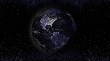 dünya gezegen gece şehir ışıkları alanları, Amerika boyut görünüm, Nasa tarafından döşenmiş bu görüntü unsurları