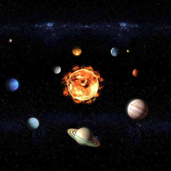 Solar System Sun Planets Galaxy Illustration Elements Image Furnished Nasa — Stock Photo, Image