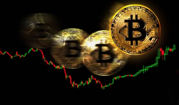 Bitcoin cenové volatility, koncepční obchodování ilustrace pro fintech trh obchodování Royalty Free Stock Fotografie