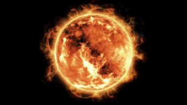 gezegen güneş güneş patlamaları animasyon siyah arka plan üzerine