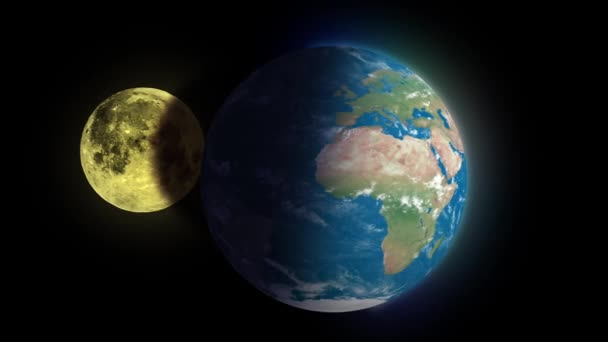 Animação Eclipse Lunar Fundo Preto — Vídeo de Stock