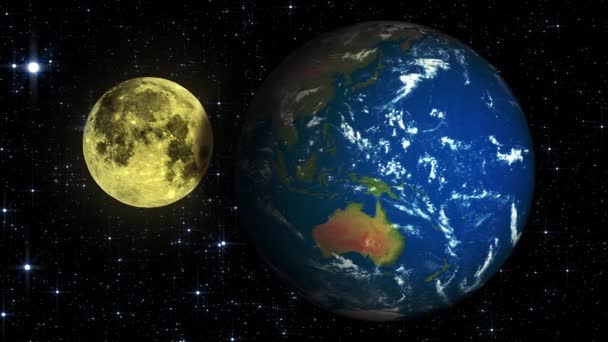 Terre Lune Alignées Animation Éclipse Lunaire — Video