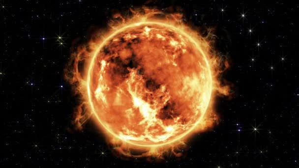 Planet sun a napkitörés, a térben, reális animáció