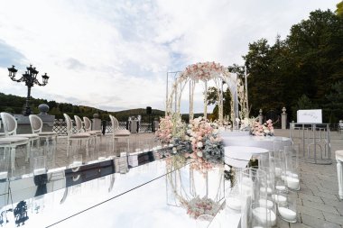 wedding set up with beautifil flowers, outdoor clipart