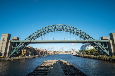 Tyne Bridge, an arch bridge over the River Tyne in North East England, linking Newcastle upon Tyne and Gateshead. With Gateshead Millennium Bridge on background clipart