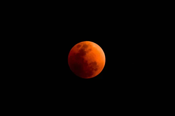 Super Lune Sang Bleue Lune Rouge Sur Ciel Noir — Photo