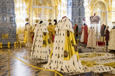 Saint Petersburg, Rusya. 19 Aralık 2016: The Catherine Palace, iç Rus Çarlar yaz köşkü oldu. Saint Petersburg, Rusya Federasyonu Puşkin şehir içinde bulunan.