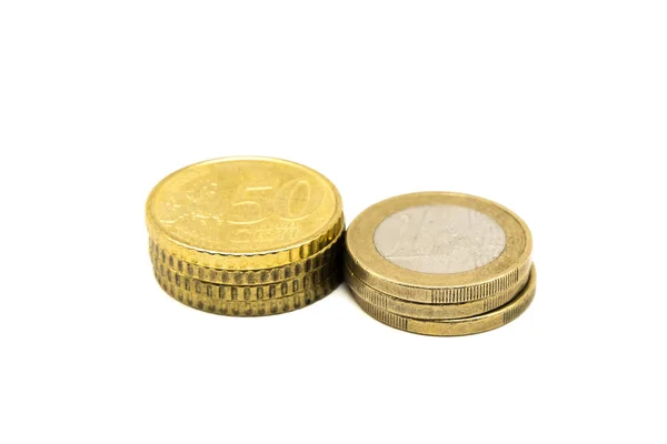 Cent Euro Coins Isolated White Background — Stock Photo, Image