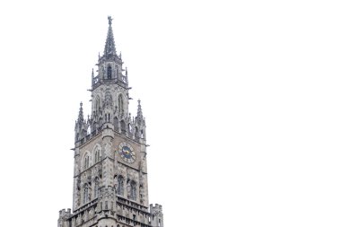 Rathaus-Marienplatz, Münih, Almanya Glockenspiel, kar yağışı