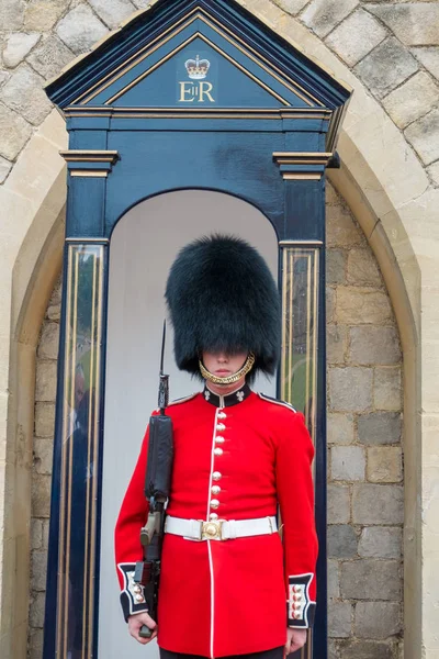 Berkshire Anglia Lipca 2016 Windsor Straży Czerwony Stojący Uniform Windsorze — Zdjęcie stockowe