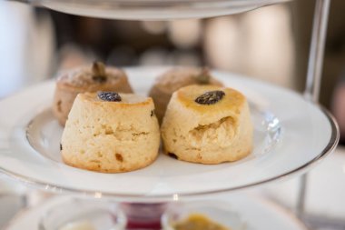 Scone öğleden sonra çay seti için kapatın. Yumuşak odak