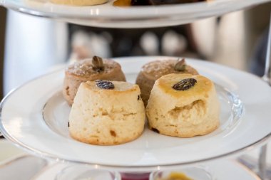 Scone öğleden sonra çay seti için kapatın. Yumuşak odak