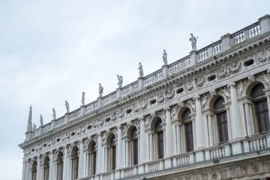 Venice, İtalya - 20 Mayıs 2017: Piazza San Marco Venedik, İtalya, yer, ayrıntı St Mark's Basilica.