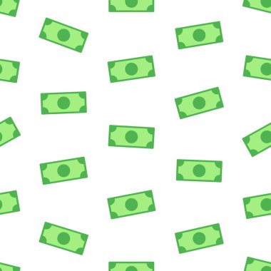 Para, banka notları beyaz arka planda, sorunsuz vektör