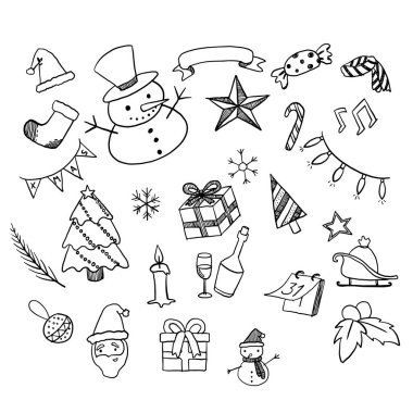 Noel karalama el çizim vektörü