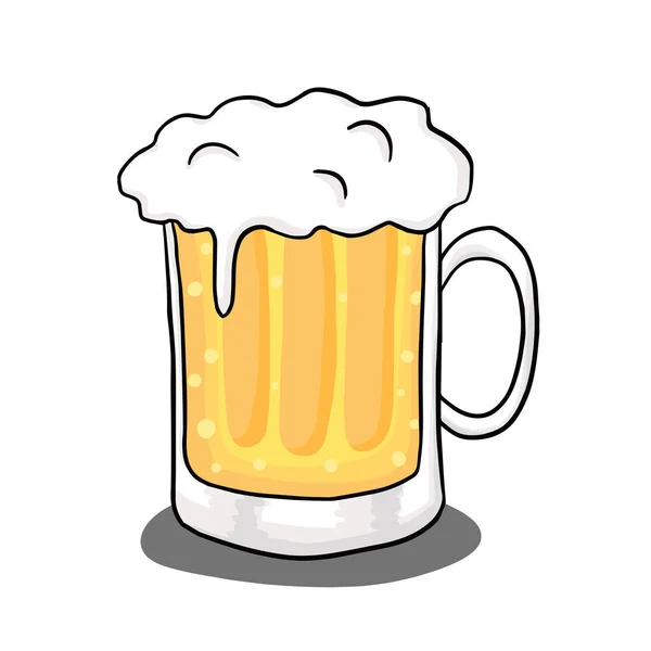 Ein Glas Bier Karikatur Von Hand Gezeichnet — Stockvektor