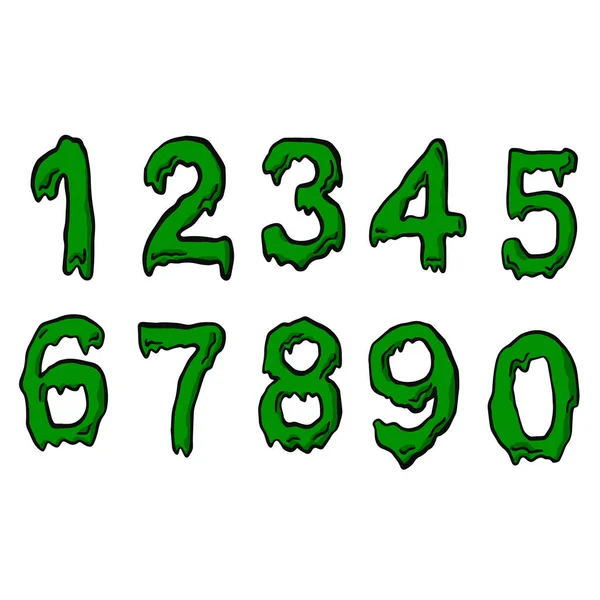 Número Fuente Limo Verde Vector Para Diseño Halloween — Vector de stock