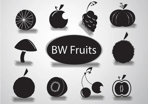 Black and White Fruits logo — Stock Vector