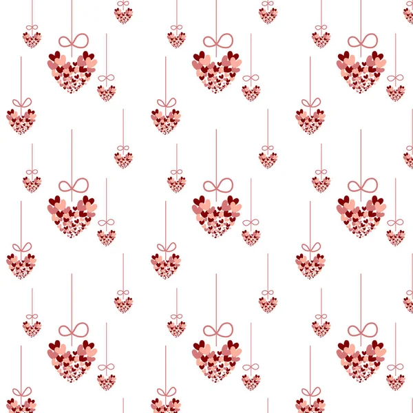 Seamless mönster rött hjärta hängande — Stock vektor