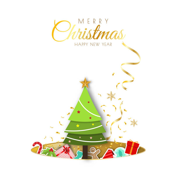 Merry Christmas background minimal decorative design with xmas p
