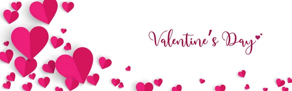 Horizontal San Valentín fondo diseño con corazones rosados pa — Archivo Imágenes Vectoriales