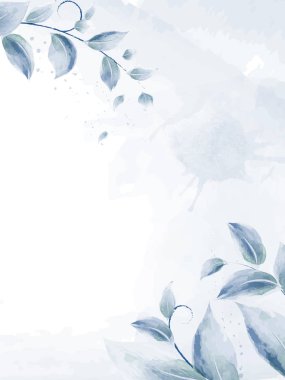 Watercolor design with blue branches leaves