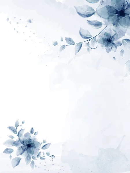 Acuarela pintada a mano con ramo de flores azul — Vector de stock