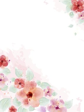 Çiçekli ve yapraklı suluboya