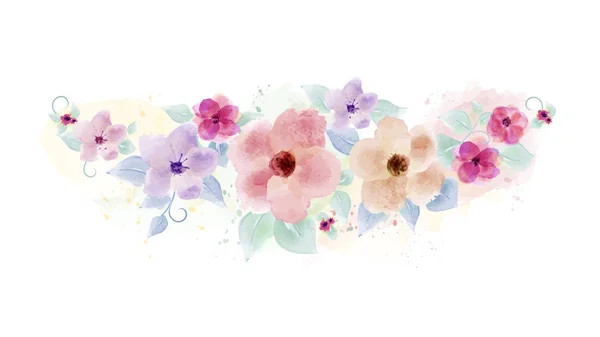 Mão aquarela pintada com flor de buquê —  Vetores de Stock