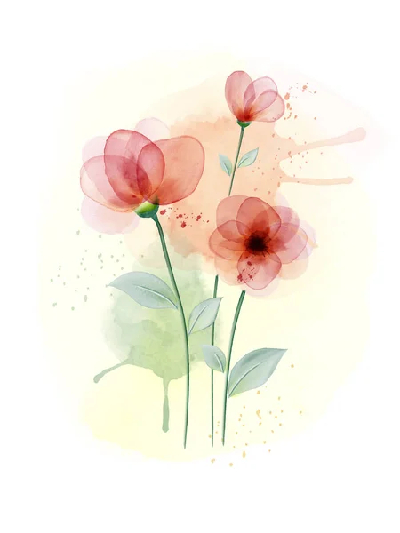 カラフルな花で描かれた水彩手 — ストックベクタ